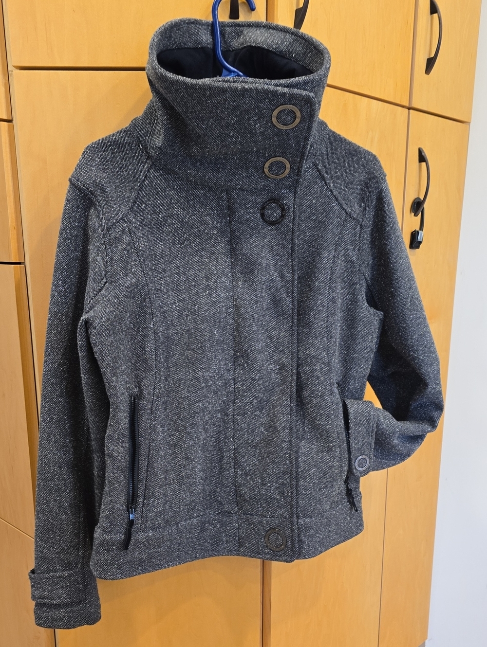 lululemon athletica Women's Heathered Dark Gray High Collar Pea Coat Size 8